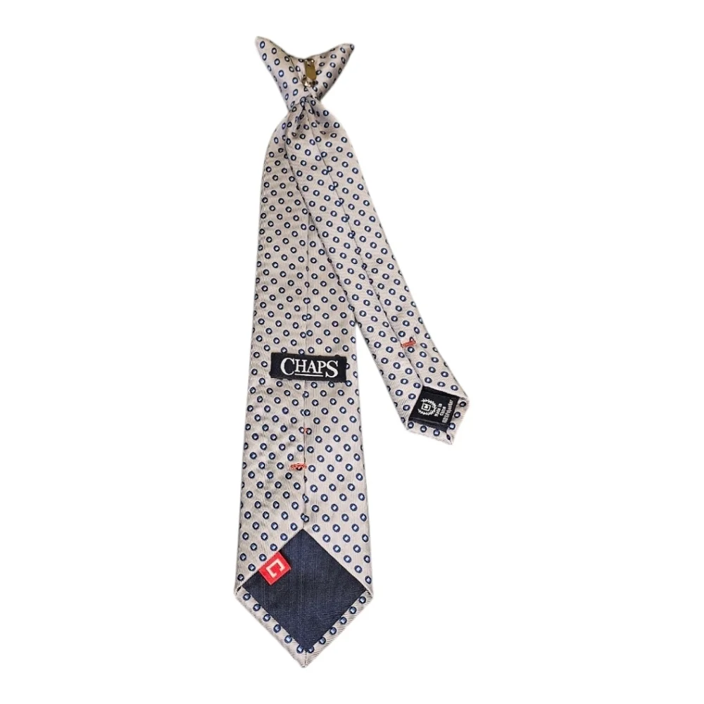 Chaps Boy's Clip-on Tie Gray with Two-Tone Blue Dots